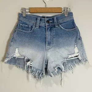 Hollister Womens Shorts Size 00 Blue Distressed Ombre Cut Off Denim Jean Shorts - Picture 1 of 9