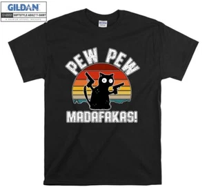 Pew Pew Madafakas Cat Vintage T-shirt T shirt Men Women Unisex Tshirt 6076 - Picture 1 of 7