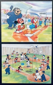 GRENADA AMERIPEX '86 BASEBALL DISNEY STAMPS 2 SS 1986 MNH SPORTS MICKEY DONALD 1 - Picture 1 of 3