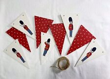 Handpainted Cath Kidston Guardsman Cream & Red Wooden Bunting 9 Flags Handmade