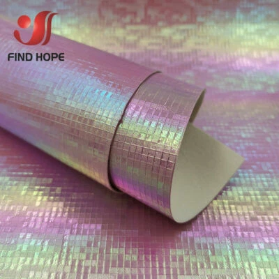 MOSAIC Laser Iridescent PU Leather Fabric For Sewing Bag Clothing Bag DIY Decor - Image 1 of 4