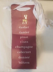 12 Pack- Christmas Wine Bottle Gift Bags "Reindeer" Burgundy 5"x 13" x 4" - Picture 1 of 2