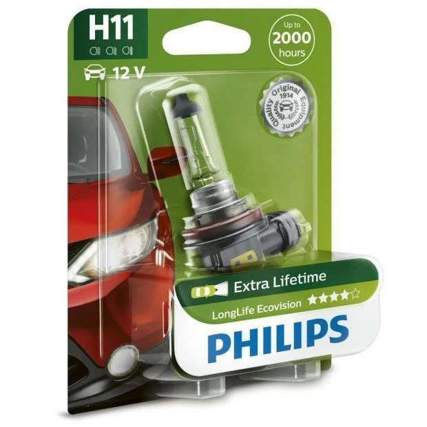 Philips LongLife EcoVision H11 (711) bombilla de faro 12362LLECOB1 paquete único Foto 1 de 1
