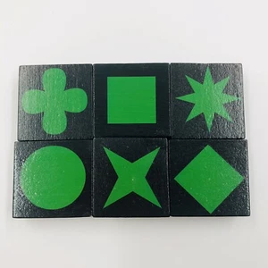 Qwirkle Replacement Game Pieces 6 Green Tiles Set (1 of each shape) Mindware - Picture 1 of 1