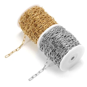 2meters Stainless Steel Chain 7mm width Gold Neckalce Chain Rolo Cable Chains  - Picture 1 of 6