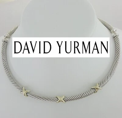 Collar David Yurman Triple "X" Cable Oro Amarillo 14k y Plata Foto 1 de 4