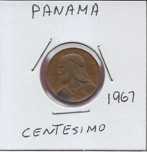 PANAMA 1 CENTESIMO 1967 HEAVY PLANCHET,BUST OF CHIEF URRACA (Urracá or Ubarragá - Picture 1 of 2