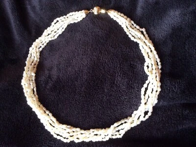 Freshwater Seed Pearl 21" 6 Strand Necklace Gold Tone Clasp Brand New Never Worn - Image 1 of 3