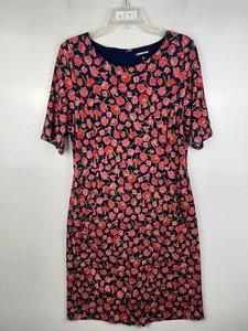 Lands End Dress Womens 14T Red Blue Ponte Floral Print Sheath Short Sleeve - Picture 1 of 16