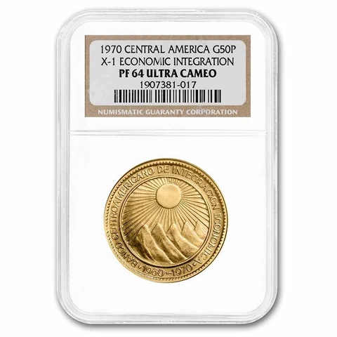 1970 Central America Gold 50 Pesos Economic Integration PF-64 NGC - SKU#263774 Cover