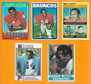 Lotto 5 carte Floyd Little Vintage 1971 - 1974 Topps Denver Broncos Syracuse Orange - Foto 1 di 2