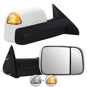 Painted White Tow Mirrors for 2009-2018 Dodge Ram 1500 2010-2018 Ram 2500 3500 - Picture 1 of 7