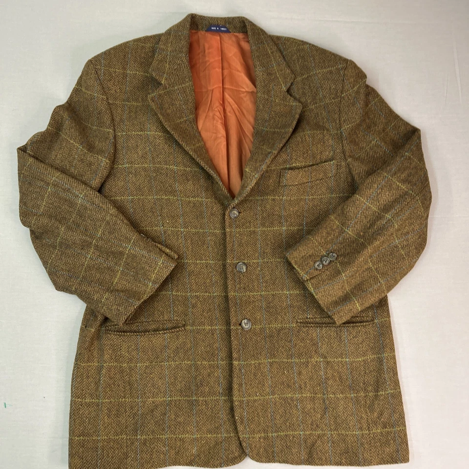 Vintage 90s GAP Virgin Wool 3 Button Blazer Herringbone Check Windowpane Medium - Image 1 of 4
