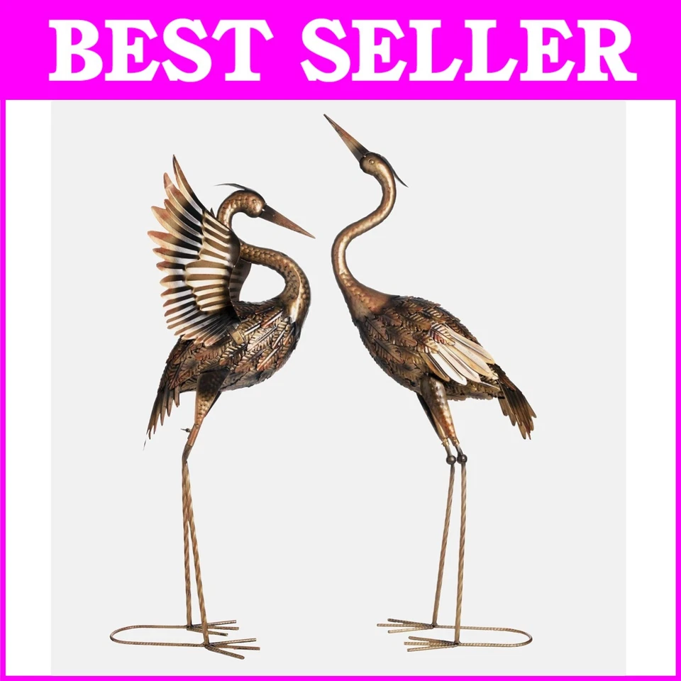 Estatuas duraderas de grúa de metal de latón de 33-39" - Regalo perfecto para entusiastas del jardín Foto 1 de 4