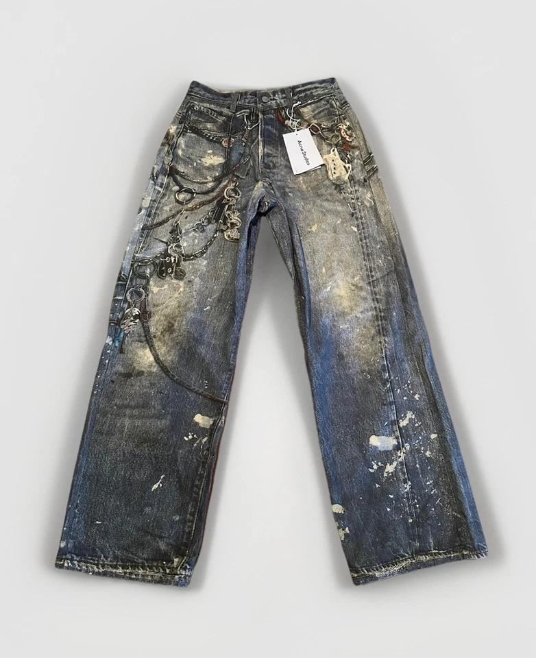 Pantalones de mezclilla Acne Studios Trompe L’oeil holgados - estampado de ilusión óptica Foto 1 de 4