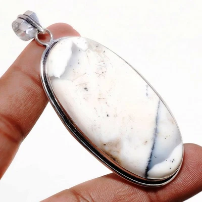 Ciondolo pietra preziosa opale dendritico regalo fatto a mano gioielli design... - Immagine 1 di 4