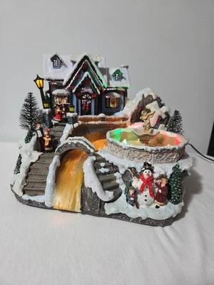 Vintage Christmas Fiber Optic Musical House Scene & Fountain 2006 Avon - WORKS! - Image 1 of 4