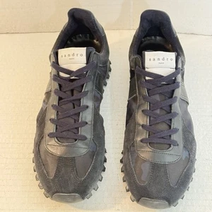 Sandro Paris Designer taglia 8 41 scarpe da ginnastica sneakers pelle scamosciata blu navy mimetiche NUOVE blu - Foto 1 di 19