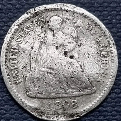 1868 S Seated Liberty Half Dime 5c Circulated Details #96537 - Image 1 of 2