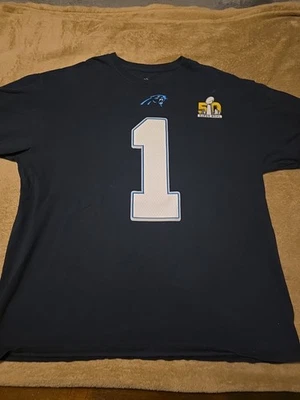 CAMISETA NFL CAROLINA PANTHERS MAJESTIC SUPERBOWL 50 CAM NEWTON TALLA XL Foto 1 de 3