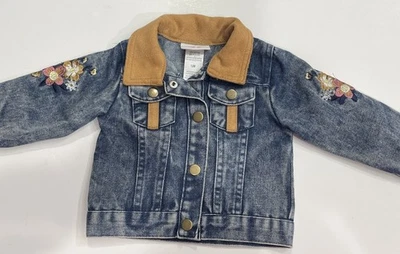 Chaqueta Denim Little Lass Niñas Bordada Floral, Imitación Gamuza Detalles 12 Meses Foto 1 de 4