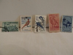 5 United States stamps 4c- 5c- 15c- 20c - Picture 1 of 7