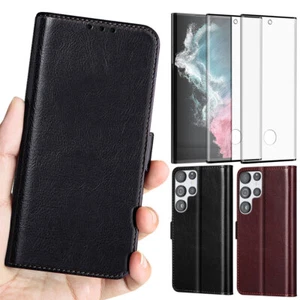 Custodia in pelle per Samsung Galaxy S22 Ultra 5G portafoglio card cover/vetro temperato - Foto 1 di 24