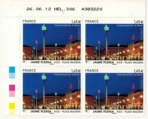 2012-Block 4 Briefmarken-Ecke datiert neu**/Platz Masséna'Jaume Plensa-Nizza-Yt.4683 - Bild 1 von 1
