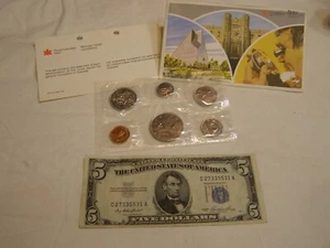 USA & Kanada Geld Lot 1980 Royal Canadian Mint Set & 1953 5 $ Silber Zertifikat - Bild 1 von 11