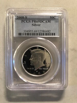 2008 S 50C Silver Kennedy Half Dollar PCGS PR69DCAM free Intercept Shield Holder - Image 1 of 4
