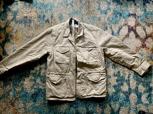 Mens Vtg Old Navy Cotton Canvas Coat Jacket Chore Work Field Tan Beige S M - Picture 1 of 12