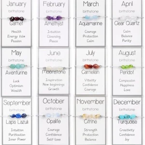 Fashion Natural Birthstone Stone Chip Beaded Braided Bracelet Month Women Gift - Photo 1 sur 23