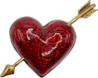 Signed AVON Vintage HEART BROOCH Pin Arrow Love Red Enamel Costume Jewelry