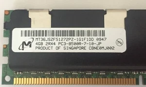 Micron 4GB 2RX4 PC3-8500R-7-10-JP REGISTERED 1066Ghz ECC RAM server memory - Picture 1 of 2