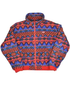 Vintage CB Sports Fleece Jacket Mens XL All Over Print Retro Ski Zip Aztec Lined - Picture 1 of 6