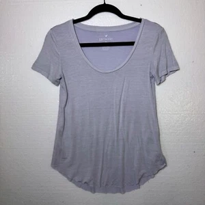 American Eagle XS Soft & Sexy Tee Top Curved Hem Scoop Neck Purple Short Sleeve - Picture 1 of 8