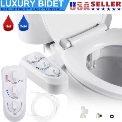 Bidet Fresh Water Spray Kit Non Electric Toilet Seat Attachment with Dual Nozzle - Image 1 of 4