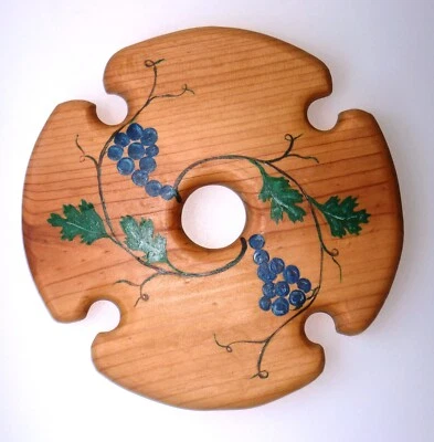 Porta botellas de vino y vasos soporte para carrito exhibición madera hecho a mano pintado a mano 9" redondo Foto 1 de 4