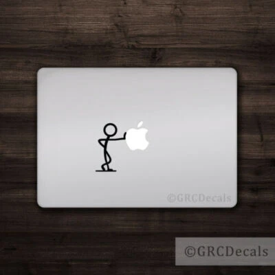 Stick Figure Leaning - Mac Apple Logo Cover Laptop Vinyl Decal Sticker Macbook - Image 1 of 2