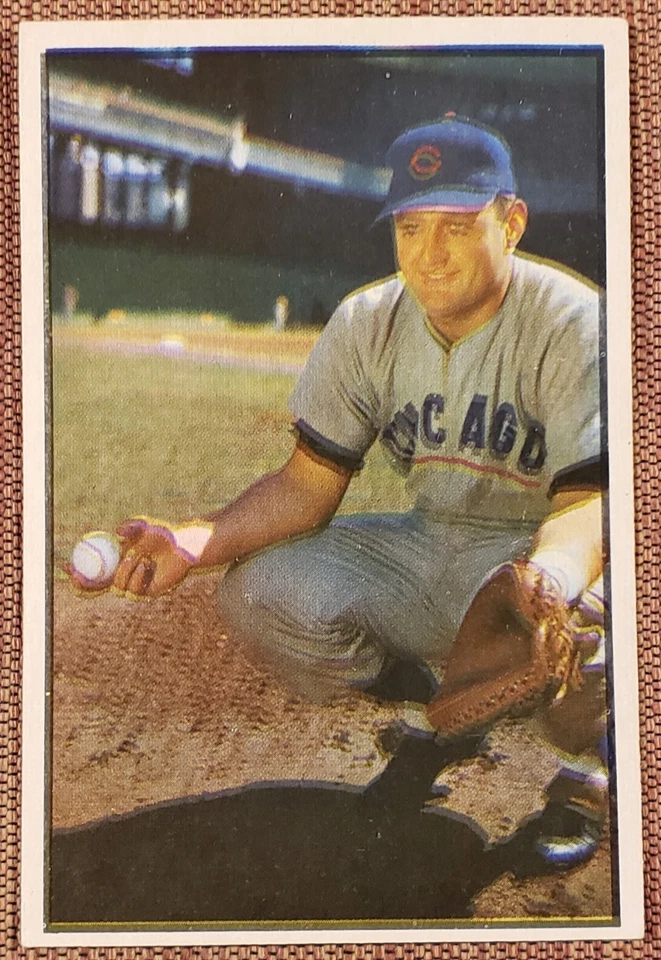 1953 Bowman Color #7 Harry Chiti Chicago Cubs Original Rookie Baseball Card RC - Image 1 of 4