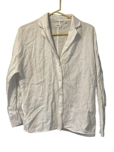 Wilfred Aritzia Button down Shirt Blouse white 100% Organic Linen Size XS Luxury - Picture 1 of 17