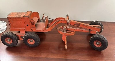 Vintage 1950s Doepke Adams Road Grader Orange Tractor Blade Construction - Image 1 of 4