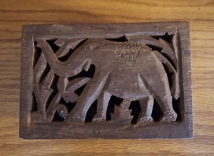 Dekorative handgeschnitzte Elefant Holz Schmuckschatulle Indien aufklappbar 6x4x2,5" - Bild 1 von 16