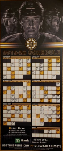 Boston Bruins 2019~2020 Magnet Schedule Cover