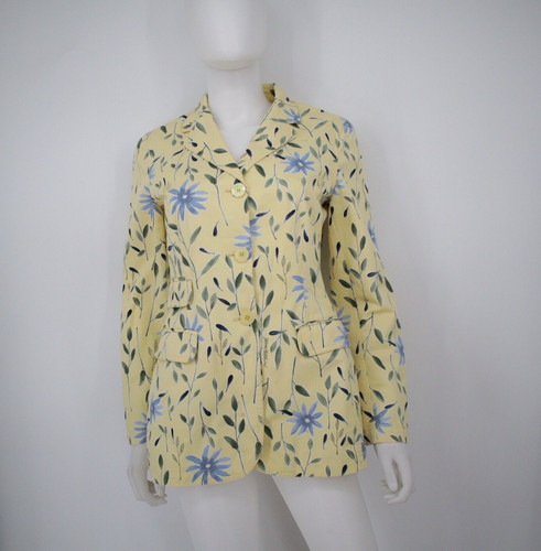 Giacca blazer Moschino Jeans giallo floreale taglia 8 manica lunga 3 tasche bottoni