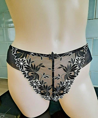 Chantelle LUTINE Tanga Alta Pierna Negra/Blanca Transparente Estilo 2209/11 Mediana Foto 1 de 4