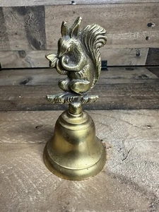 VTG Brass Bell RED SQUIRREL Pub Shop Counter Desk Mascot MARKED MADE IN ENGLAND - Picture 1 of 5