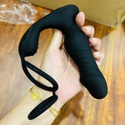 Vibrador Empuje Pene Anillo Enchufe Trasero Control Remoto Portátil Ano Juguete Sexual para Hombres Gay Foto 1 de 4