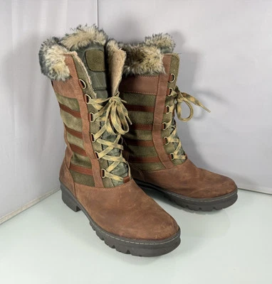 Botas de nieve Keen Warm para mujer 10 aisladas impermeables de cuero marrón forradas de piel Foto 1 de 4