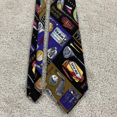 VTG Top Flite Tie Nicole Miller Necktie Silk Golf Clubs Balls Novelty 90s - Image 1 of 4